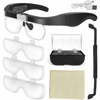 OEM Lupa Con 2 Luces Led, Diadema Con Lupa, Auriculares Con Lupa Manos Libres Para Costura, Lectura, Reparaciones, Fabricaci&oacute;n De Joyas, Relojer&iacute;a Y Manua