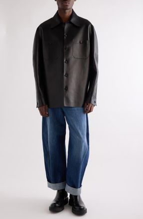 Givenchy Leather Overshirt in Black at Nordstrom, Size 40 Us