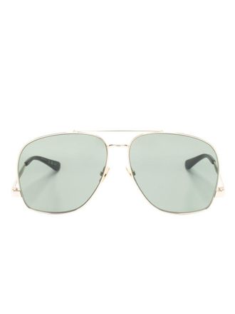 Saint Laurent Eyewear Leon oversized-frame sunglasses - unisex - Metal - 59 - Green