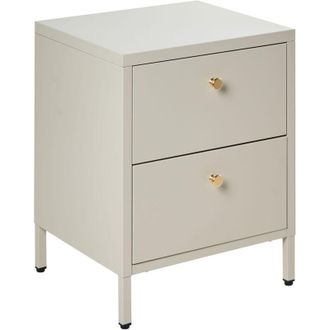 Beliani Bedside Table Beige Steel Nightstand Industrial Design 2 Drawers Bedroom Storage Furniture KYLEA