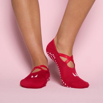 MyProtein Calcetines de ballet antideslizantes de MP Valentines (paquete de 2) - Rojo rosa/Rosado - UK 2-5