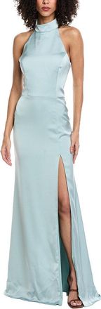Rene Ruiz High-Neck Stretch Crepe Column Gown