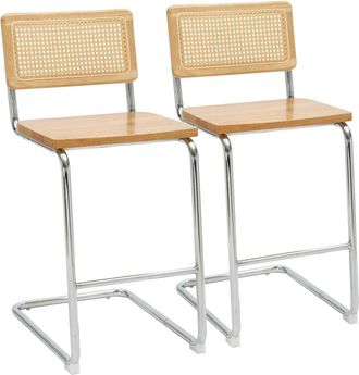 Oviala Juego de 2 tronas beige de metal y madera