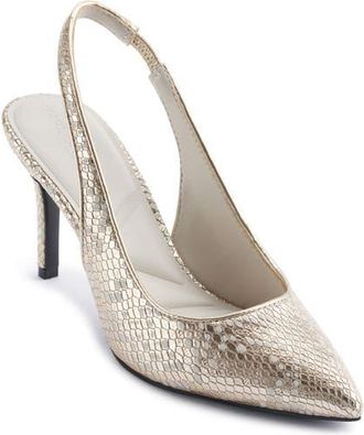 Karl Lagerfeld Rosalyn Slingback Pointed Toe Pump in White Gold at Nordstrom, Size 7.5