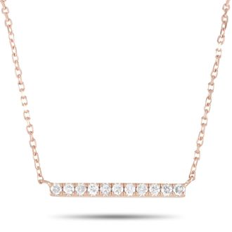 Luxury Bazaar 14K Rose Gold 0.10 ct Diamond Pendant Necklace