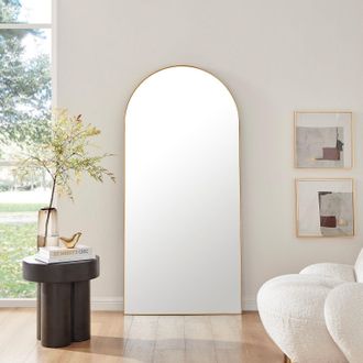 Furniturebox Ottilie Large Full Length Arch Decorative Wall Mirror in Gold