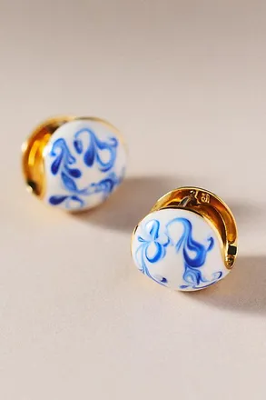 Anthropologie Ana Luisa Mini Abby Marble Huggie Earrings