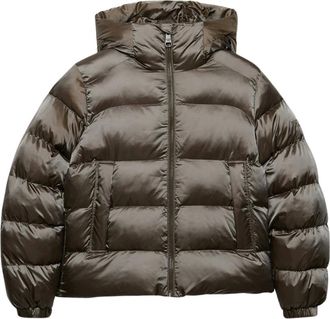 Superdry Hooded Shine Puffer Jacket - Dames - Jassen - Groen - Maat: M Leer