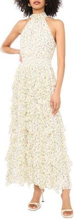 1.State Floral Ruffle Maxi Dress in Ultra White at Nordstrom Rack, Size X-Small