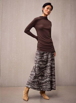 Contemporaine Womens Printed satin maxi skirt
