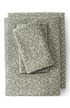 Lands End Supima Cotton No Iron Sateen Printed Pillowcases - 400 Thread Count in Sage Blossom Floral at Nordstrom, Size Standard