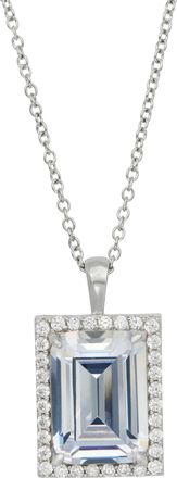 Savvy Cie Jewels STERLING SILVER.925 WHITE CZ EMERALD CUT PENDANT NECKLACE