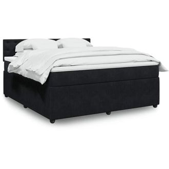 vidaXL Vidaxl - Cama Box Spring Con Colch&oacute;n Terciopelo Negro 180x200 Cm