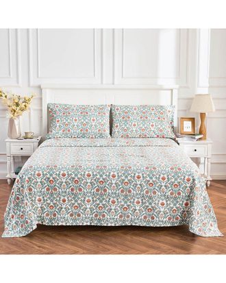 Melange Home M&eacute;lange Home 400 Thread Count Arts & Crafts Floral Sheet Set