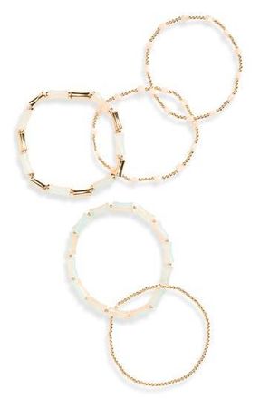 Nordstrom Rack Set of 5 Beaded Stretch Bracelets in Neutral- Gold at Nordstrom Rack