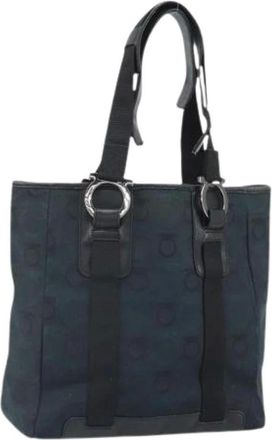 Ferragamo Pre-owned Tote Bags, female, Blue, Size: ONE SIZE Pre-owned Canvas Tote Bag