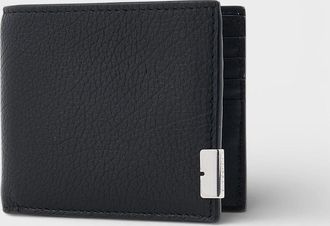 Burberry Mens Burberry B-Cut Bifold Grain Leather Textured Wallet Black - Size: ONE size