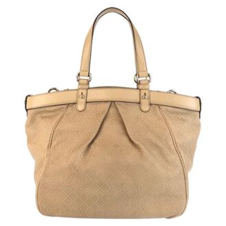 Gucci Pre-owned Handbags, female, Beige, Size: ONE SIZE Pre-owned Canvas Handbag