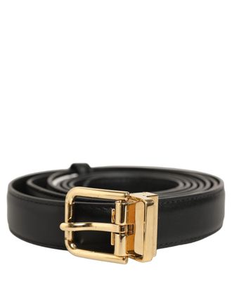 Dolce & Gabbana Black Leather Double Wrap Metal Buckle Womens Belt