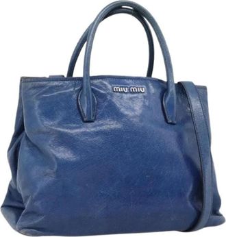 Miu Miu Pre-owned Hand Bag - Dames - Vintage Handtas - Blauw - ONE Size - Leer - Vintage