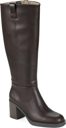 BareTraps Gretchen Faux Leather Wide Calf Knee High Boot in Dark Brown at Nordstrom, Size 8.5