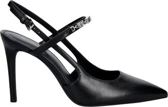 Michael Kors Schoenen, Dames, Zwart, 40 EU, Leer, Dina Flex Leren Slingback Pomp