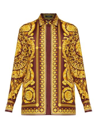 Versace Baroque-Inspired Silk and Nylon Blend Top