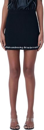 Alexander Wang Ribbed Mini Skirt With Logo Detail - female - Alexander Wang - Short Skirts - Black - XS - Skirts