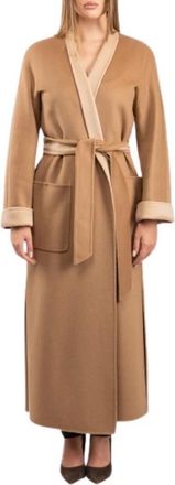 Max Mara Nodo Jas - Dames - Jas met riem - Bruin - M - Wol - Jassen