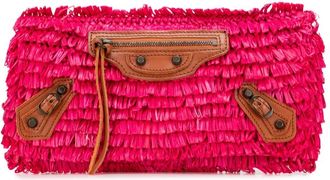 Balenciaga 2005-2025 Motocross Classic raffia clutch - Roze