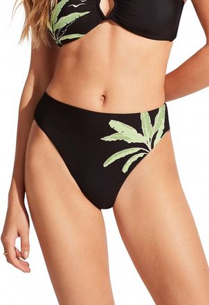 Seafolly High Rise Swimwear Bottom In Palm Paradise Black