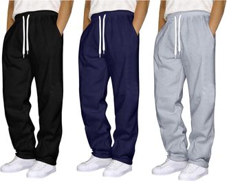 Generic 1/2/3 Pack Joggers for Men UK Tracksuit Jogging Bottoms Fleece blackJoggers Open Hem Sweatpants with Pockets Drawstring Trousers Gym Workout Loose Car