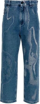 Fendi pattern-jacquard jeans - men - Calf Leather/Cotton/Polyester - 31 - Blue