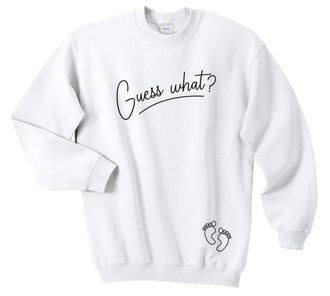 Sanfran Clothing Sanfran - Guess What Top Gender Reveal Baby Pregnant Mother Pregnancy Jumper Sweater - Large/White
