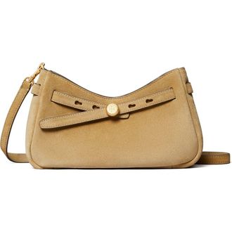 Tory Burch Romy Zip Top Suede Crossbody Bag in Butter at Nordstrom