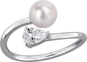 Rina Limor Silver 0.67 Ct. Tw. Lab-Grown Gemstone & 6-6.5Mm Pearl Ring