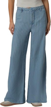 Kut from the Kloth Ryan Stripe High Waist Super Wide Leg Pants in Blue Ribbon at Nordstrom, Size 14