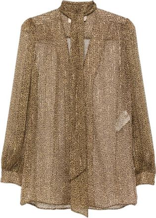Valentino Leopard-print Pussy-bow Blouse
