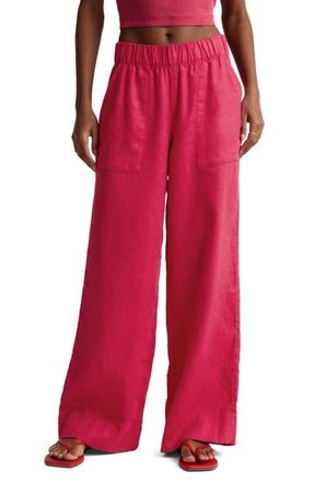 Beyond Yoga Softwash Wide Leg Linen Pants in Berry Red at Nordstrom, Size X-Large