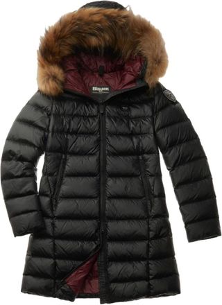 Blauer Zwarte Gewatteerde Donsjas met Bontafwerking - Dames - Dons jassen - Zwart - XS - Nylon - Jassen
