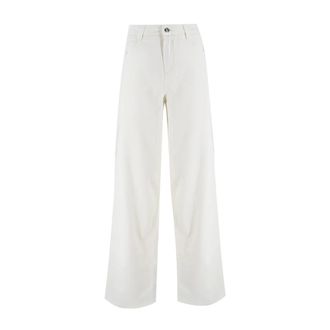 Ermanno Scervino Jeans, Dames, Wit, XS, Denim, Wide-Leg High Waist Denim Jeans