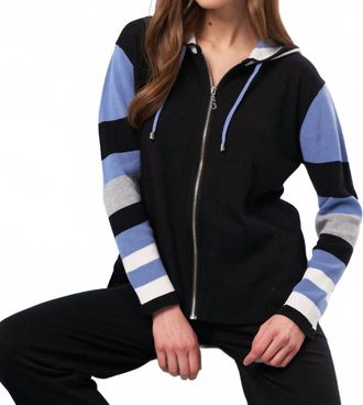 French Kyss Color Block Zip Hoodie In Black/denim