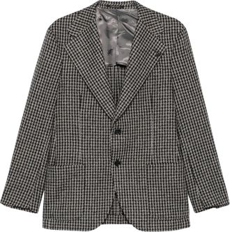 Gabriele Pasini Black Houndstooth Single-Breasted Blazer