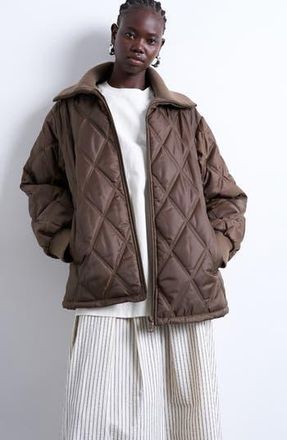 Topshop Quilted Liner Jacket in Brown at Nordstrom Rack, Size Small