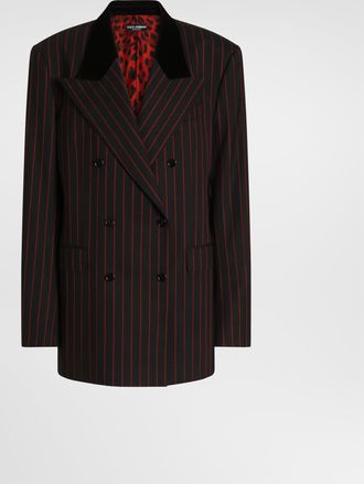Dolce & Gabbana Double-breasted Jacket In Pinstripe Wool - Woman Collection Multicolor 36