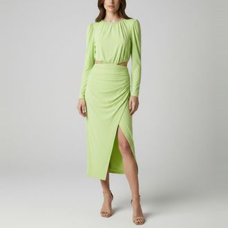 Self Portrait Green Jersey Cut Out Midi Dress