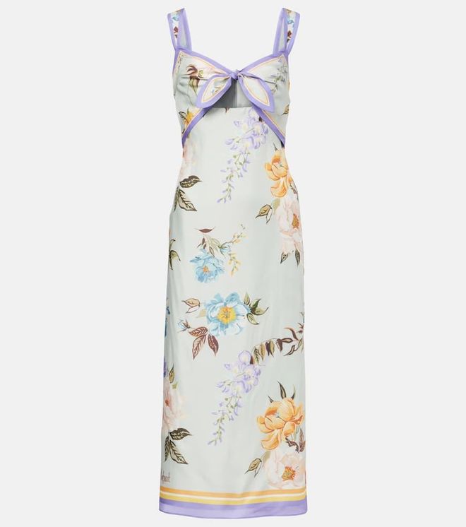 Floral twill midi dress