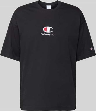 Champion T-Shirt mit Label-Stitching in Black, Größe XXL