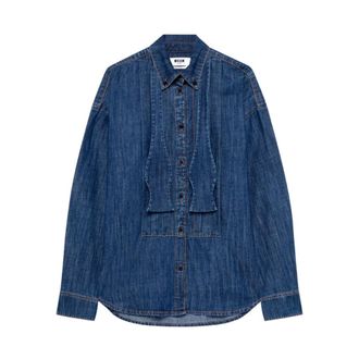 Msgm Msgm, Overhemden, Dames, Blauw, S, Denim, Denim Shirts