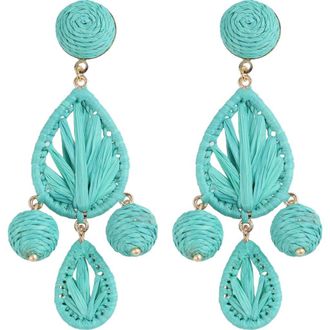 Panacea Raffia Teardrop Earrings in Turquoise at Nordstrom